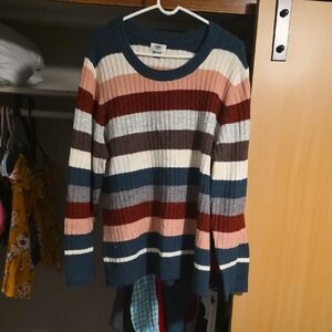 Old Navy Women's Striped Sweater - Green, Red, Pink, White, Brown